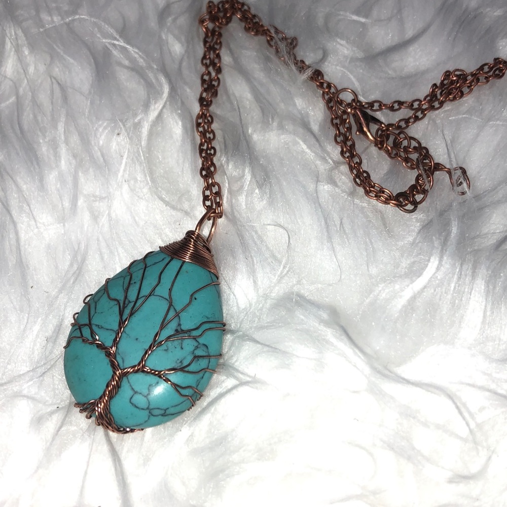 Natural stone tree of life necklace
